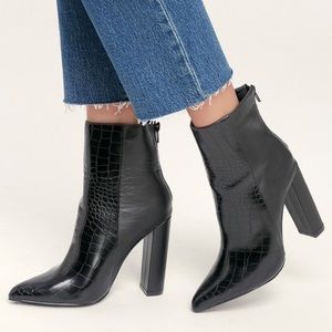 Crocodile Snakeskin Leather Booties